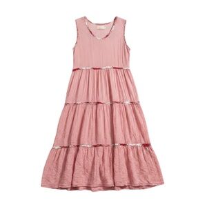 Bodil Tiered Seersucker Pinstripe Maxi Dress